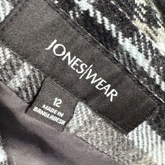 Jones Wear Size 12 Wool Blend Skirt Gray Plaid Career Academia Pink Black Modest - Picture 6 of 9